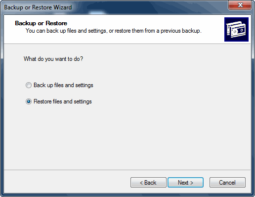 przywróć szczegóły bkf w systemie Windows Vista