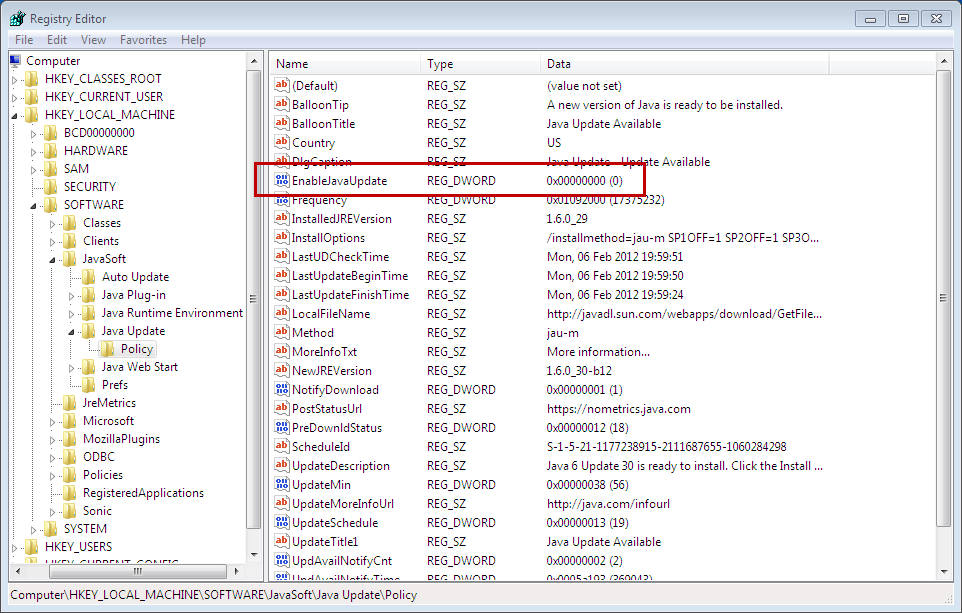 Disable Java updates with Group Policy Object (GPO)