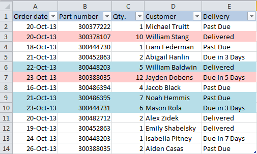 Change the row color based on a cell's value (Excel)