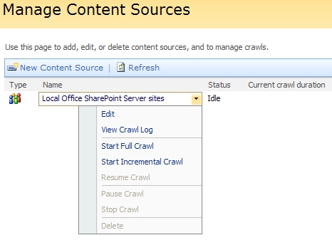 Crawling in Sharepoint Server 2007