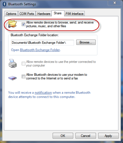 Transfer files via Bluetooth between phones and Windows 7