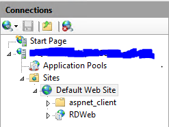 Windows Server RDS 2012 - Redirect RDweb from IIS Default (ROOT) site