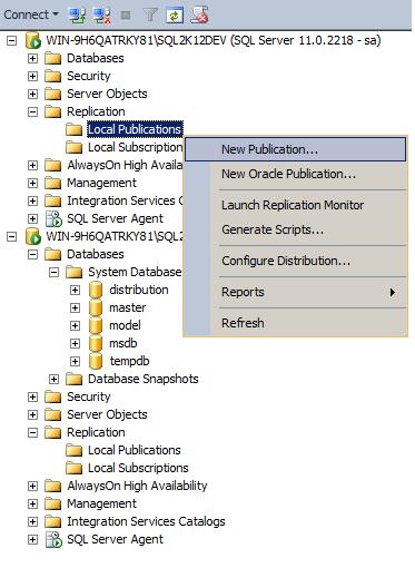 Setup Transaction Replication in SQL Server 2012