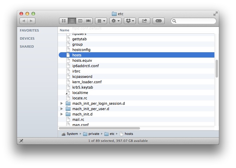 Edit the Hosts File on Mac OS X