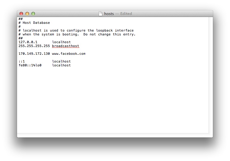Edit the Hosts File on Mac OS X