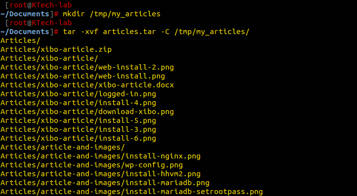 Extract Tar Files to Specific or Different Directory (Linux)