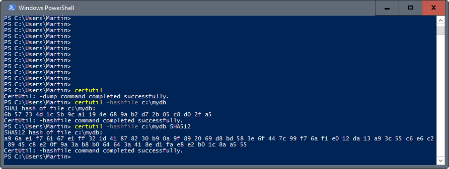Calculate MD5 and SHA1 file hashes using PowerShell V4