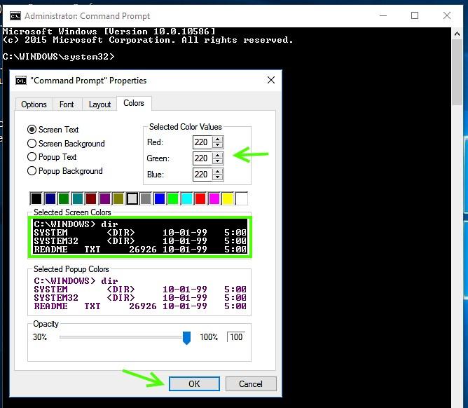 Windows 10 - Make the command prompt text easier to read