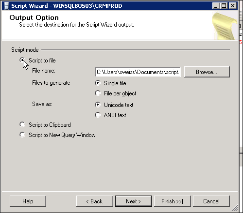 Exporting Data From SQL Server to Script File