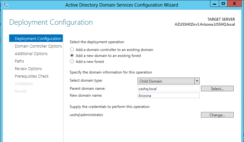 Add a Child Domain in existing Directory Domain Services (AD DS) forest (Windows Server 2012)
