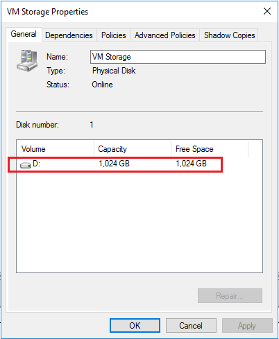 Windows Server 2016 - Create and Enable Clustered Shared Volumes (CSV)