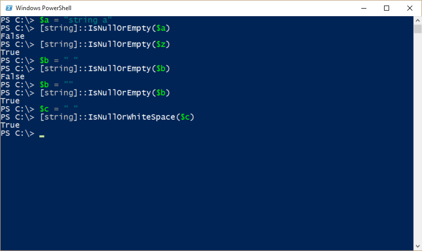 Powershell - Variable for Null, Empty String and White Space